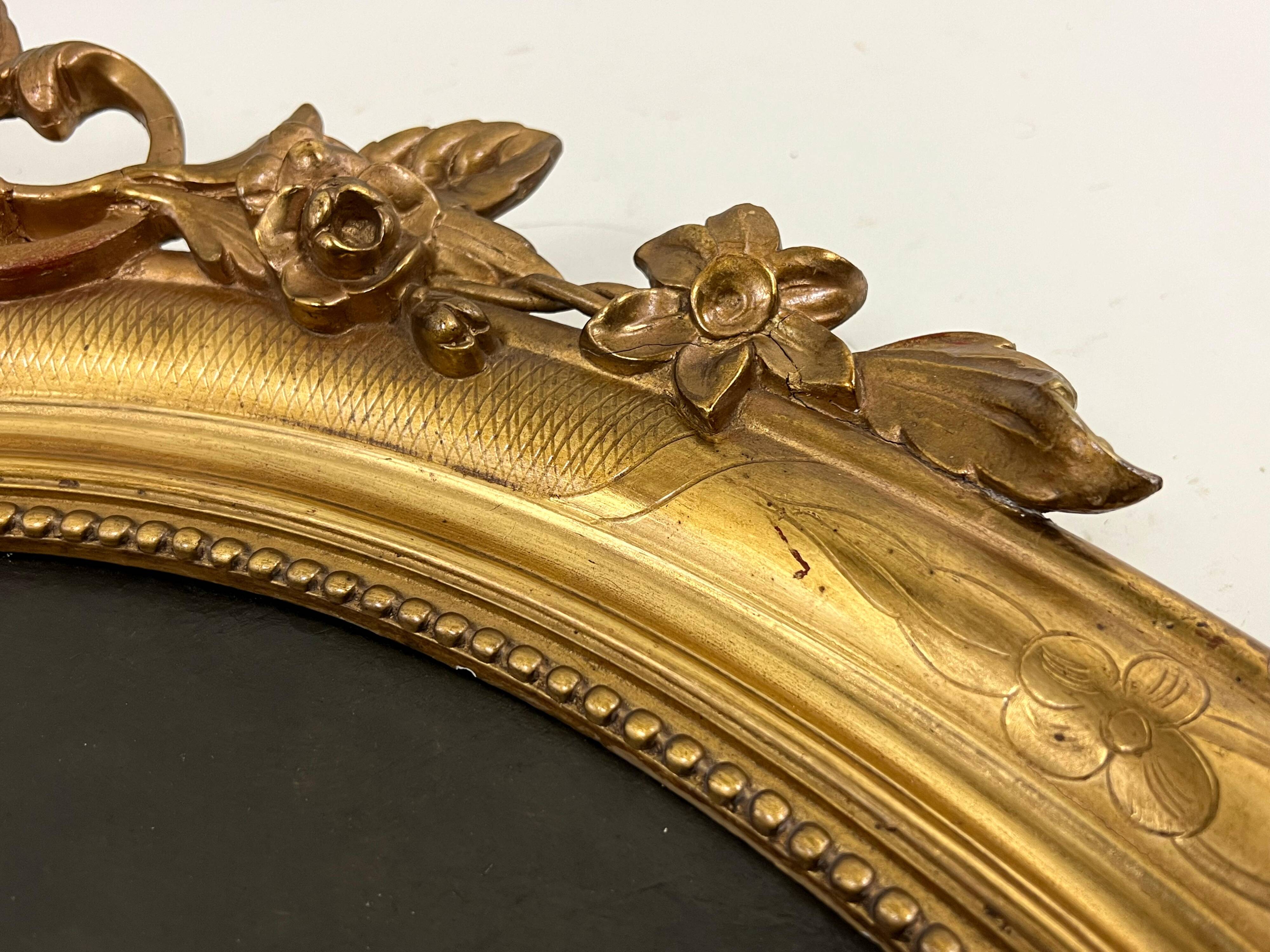 Old hst painting portrait of a man medallion golden frame louis xv style