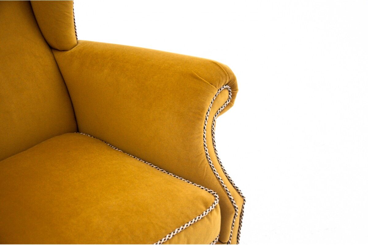 Yellow Wingback armchair, Scandinavia, 1940s