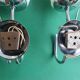 Pair of vintage tulip shaped globe chrome wall sconces