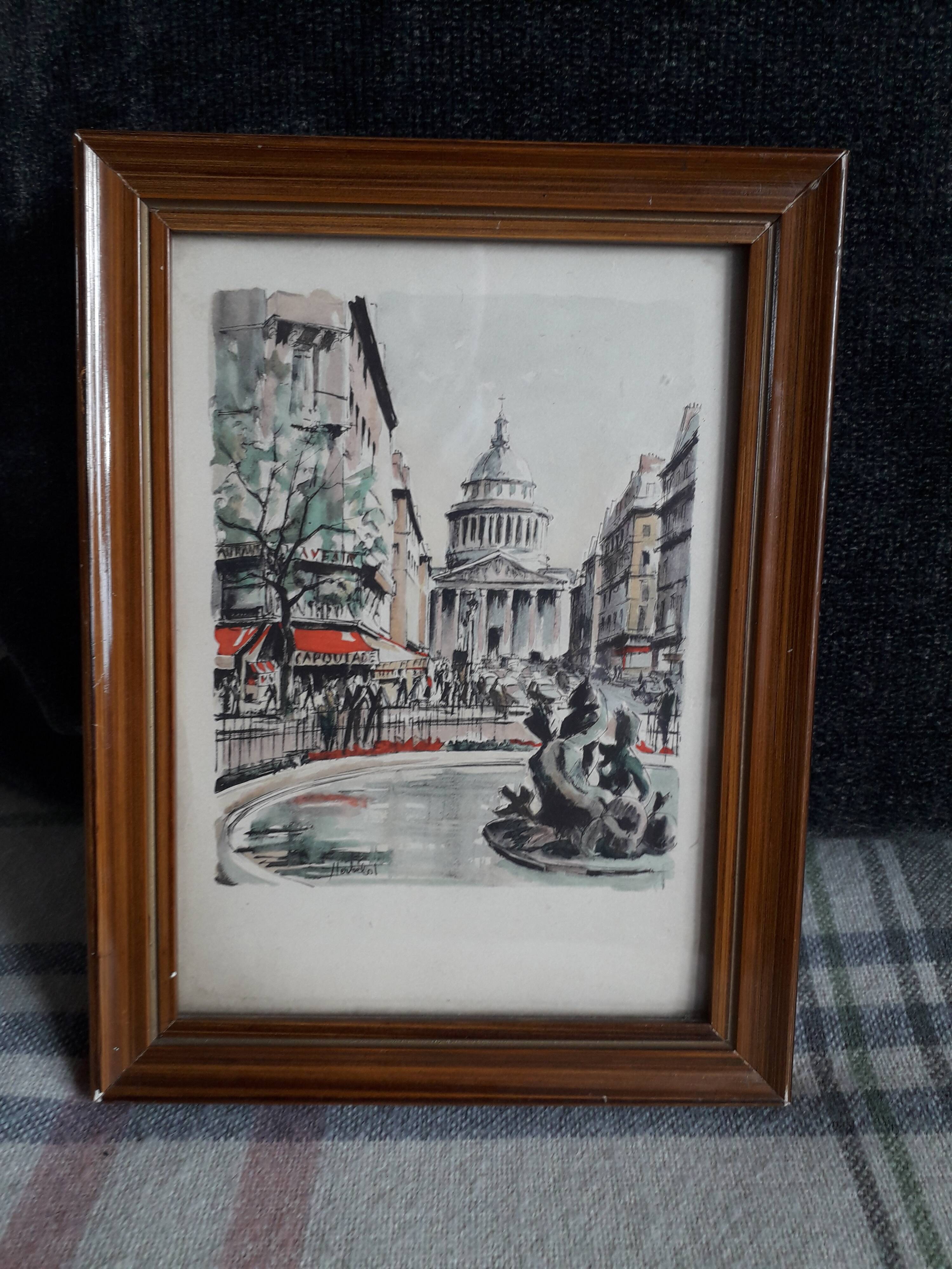 Old painting of Paris signed Franz Herbelot