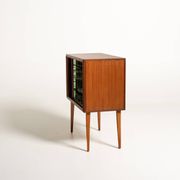 Cabinet de bar tambour en teck scandinave