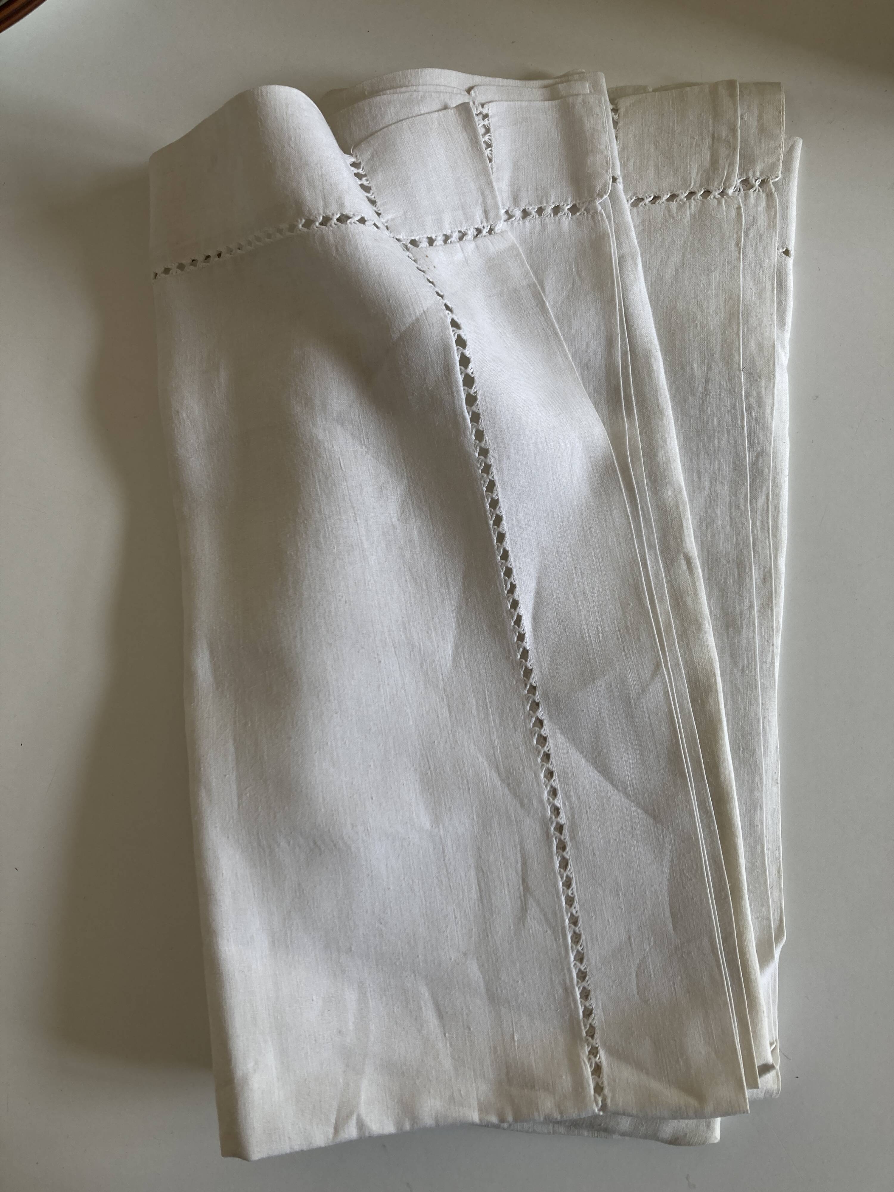 Pair of reserve linen thread pillowcases embroidered with river days without monogram