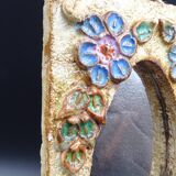 Flower-decorated sandstone mirror, circa 1970