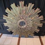 Monumental sun mirror in gilded oak 160 cm