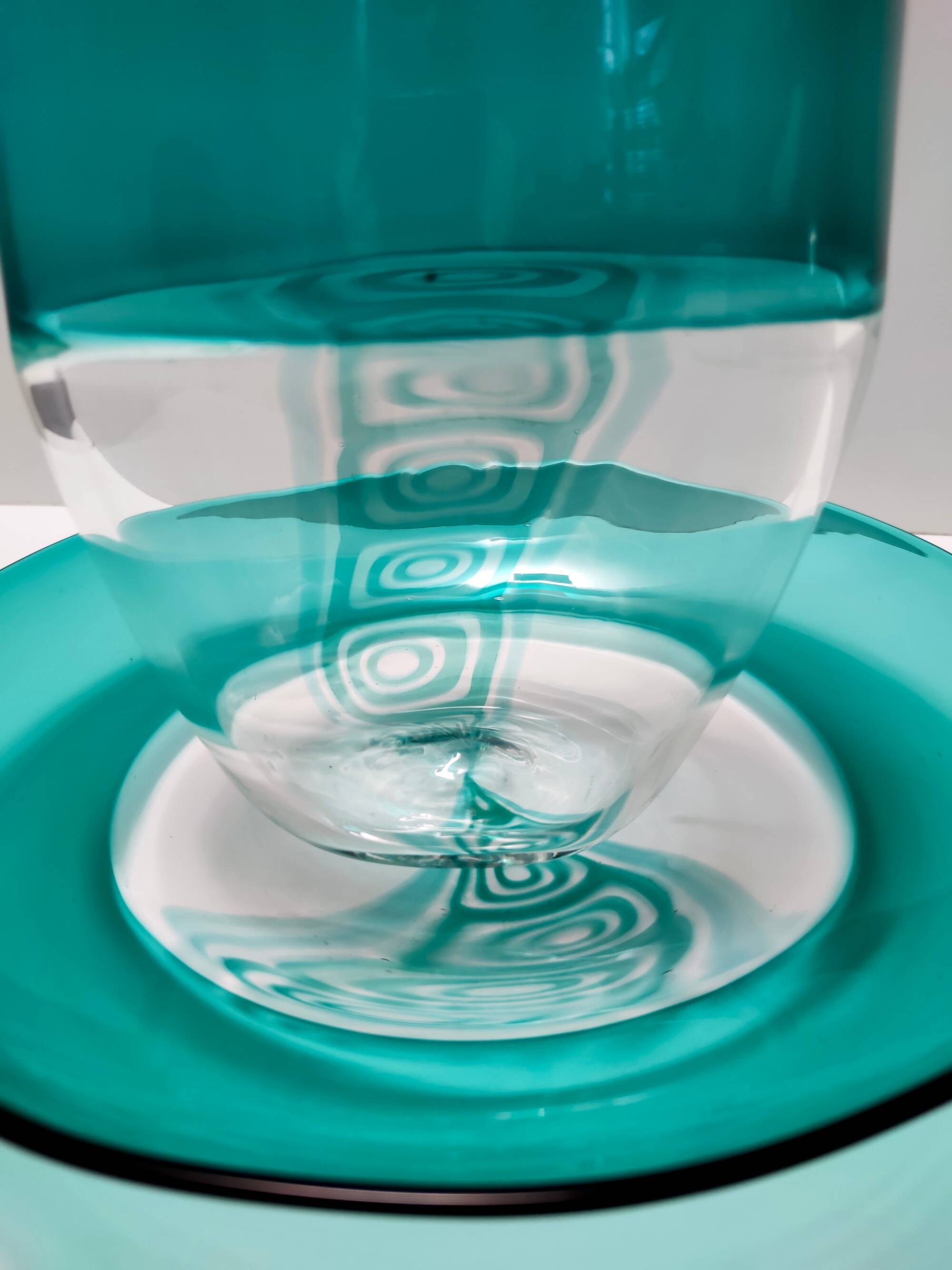 Postmodern Teal and Transparent Murano Glass Plate by La Murrina, Italy