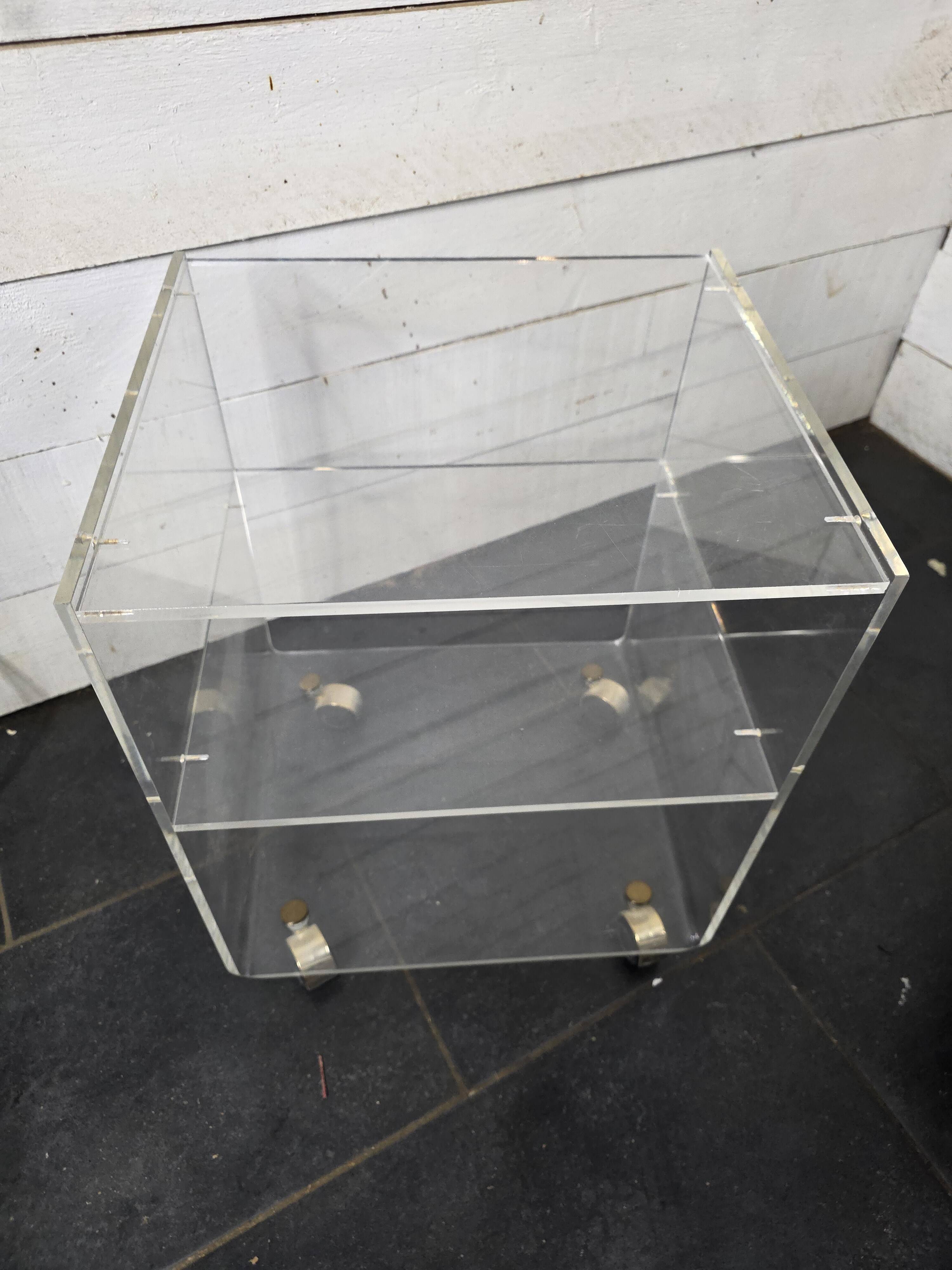 1970s Plexiglas Bedside Table