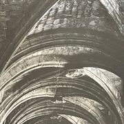 Photograph black and white silver print circa 1970 vaulted church