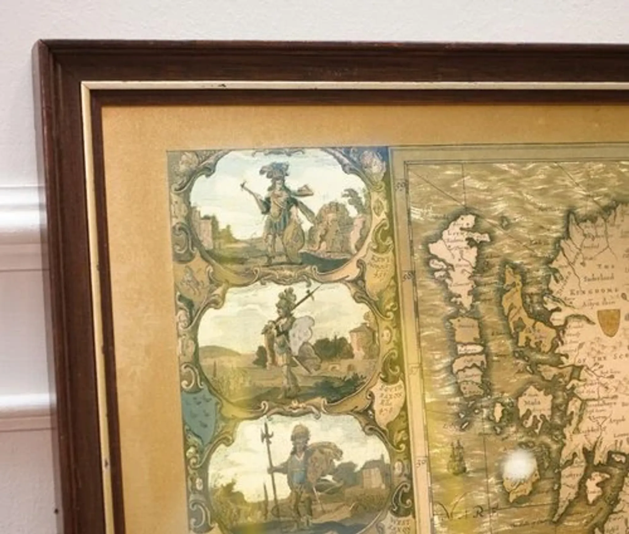 Vintage Map Golden Leaf of the British Isles by Joannes Janssen, 1646