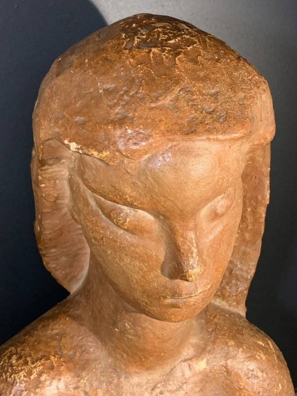 Art Deco Expressionist Sculpture "Nude Female Bust" unique piece 1940