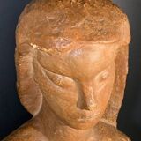 Art Deco Expressionist Sculpture "Nude Female Bust" unique piece 1940