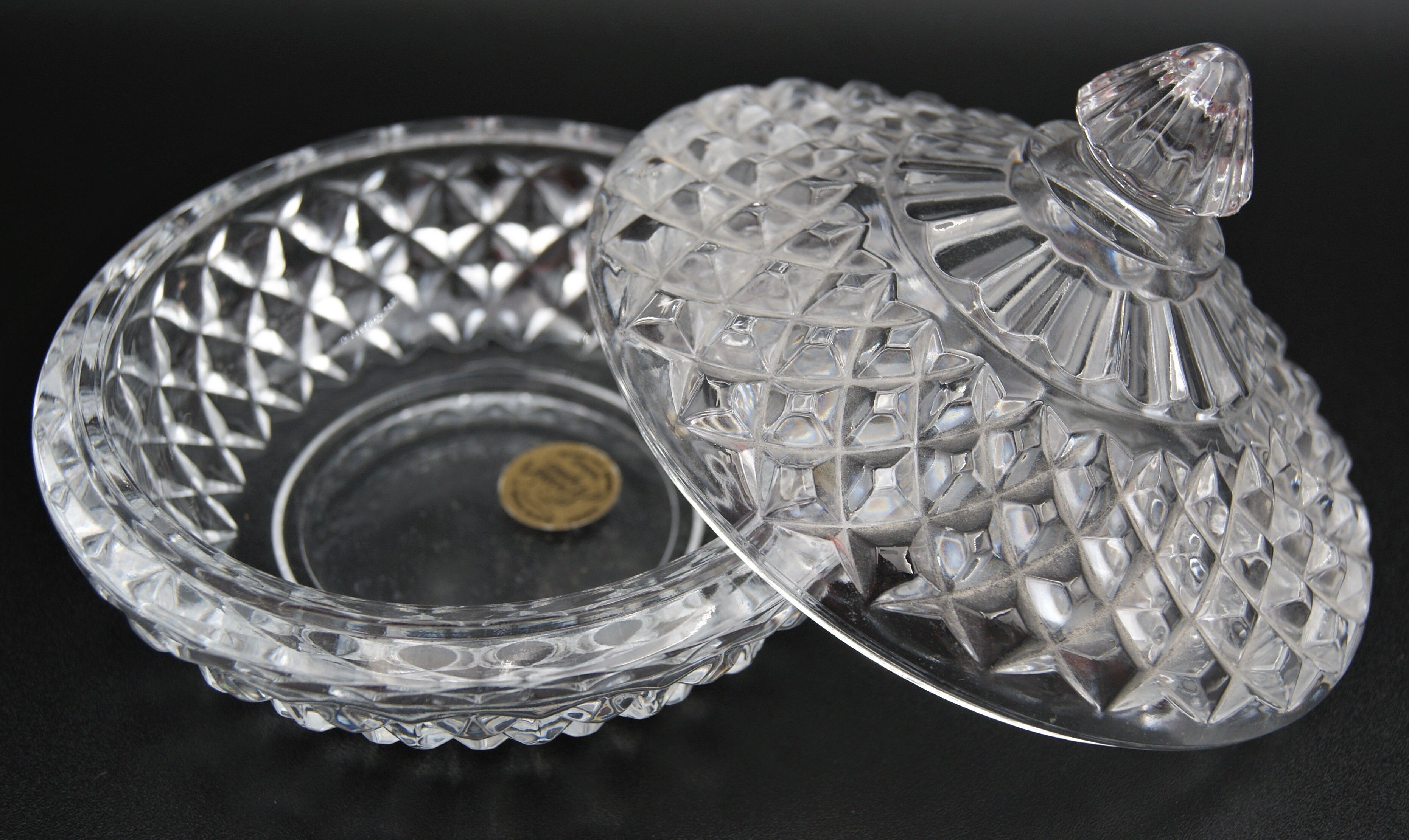 Vintage diamond Arques crystal sugar bowl