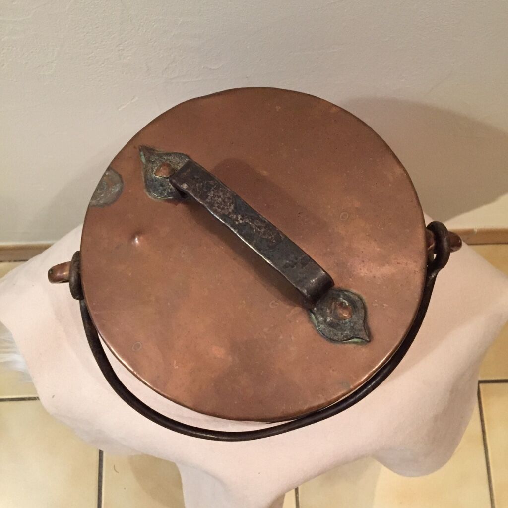 Copper cauldron fireplace pot hides pot deco