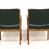 Set de 2 fauteuils en cuir, Karl Erik Ekselius, Suède, 1960