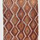 Wine Red & Green Geometric Kilim Rug, 155x268Cm