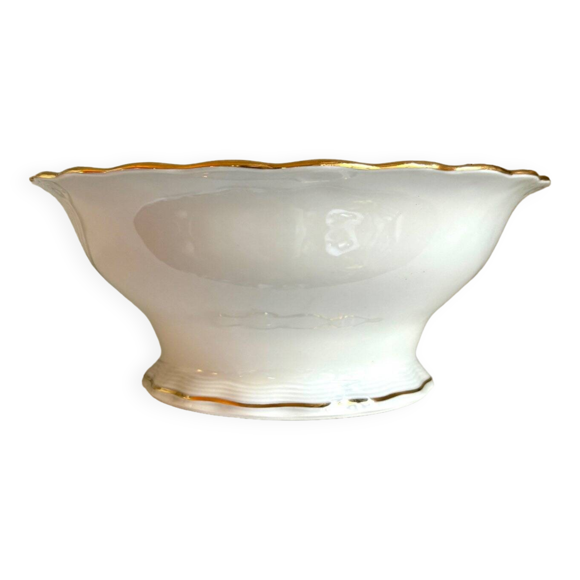ULIM salad bowl in white and gold Limoges porcelain