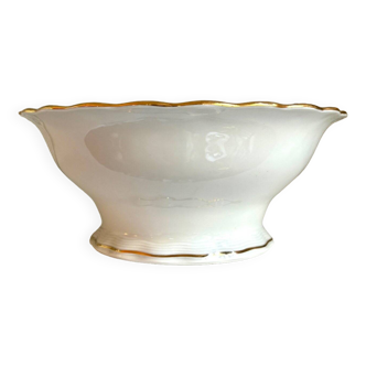 ULIM salad bowl in white and gold Limoges porcelain