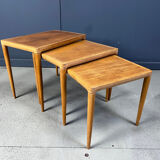 H.W. Klein. Bramin, three set tables/side tables, oak, 1960s, Denmark