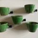 Set of 5 cups in green glazed clay Dieulefit 1960