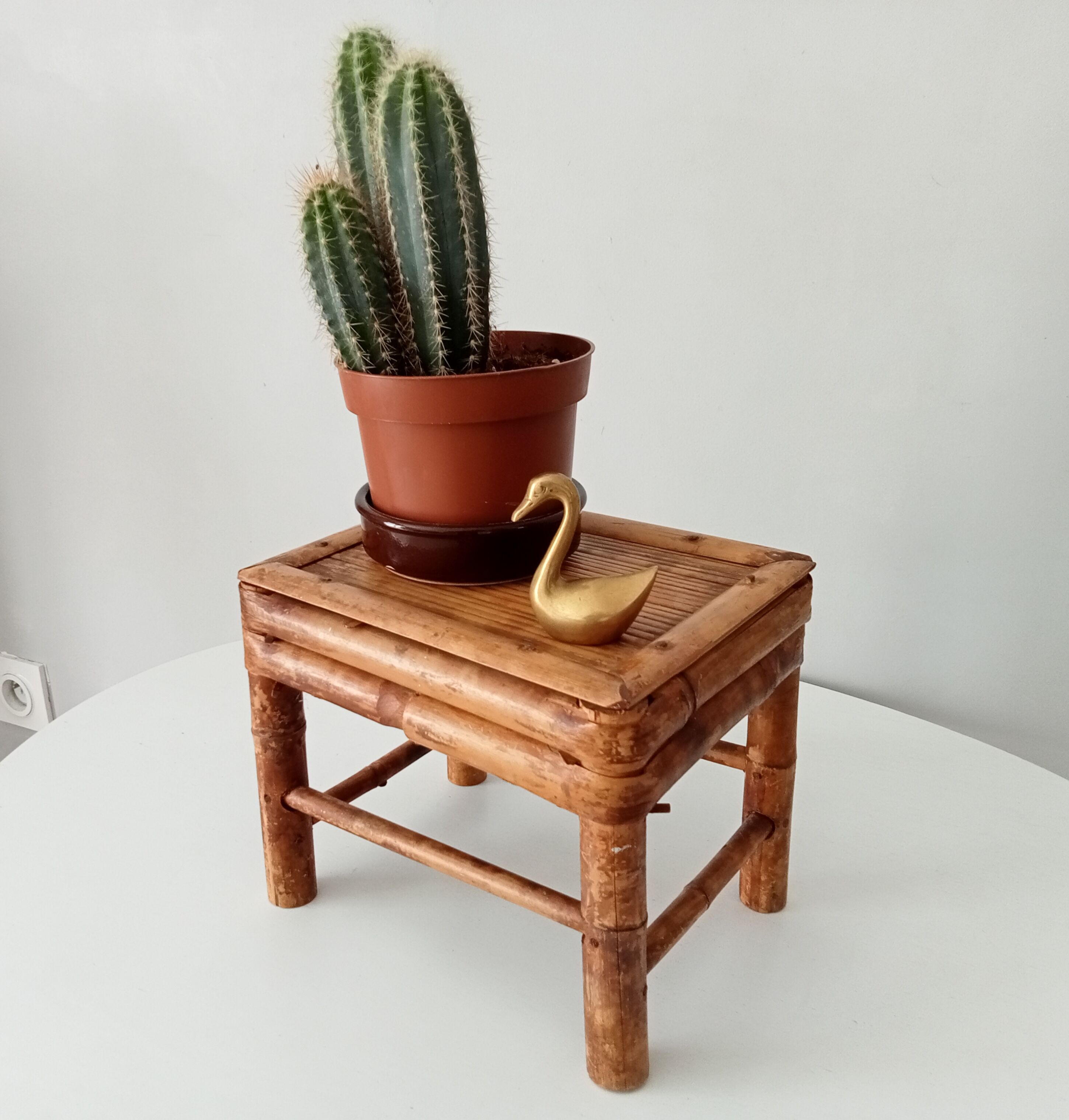 Antique burnt bamboo stool