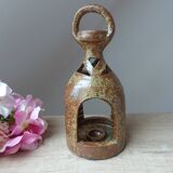 Ancienne lanterne bougeoir en grès pyrité, lanterne décorative
