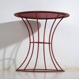 Antique painted metal table – European round industrial table – circa 1920