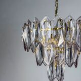 Chandelier JT Kalmar, verre taillé, 3 niveaux, Autriche, années 1970.