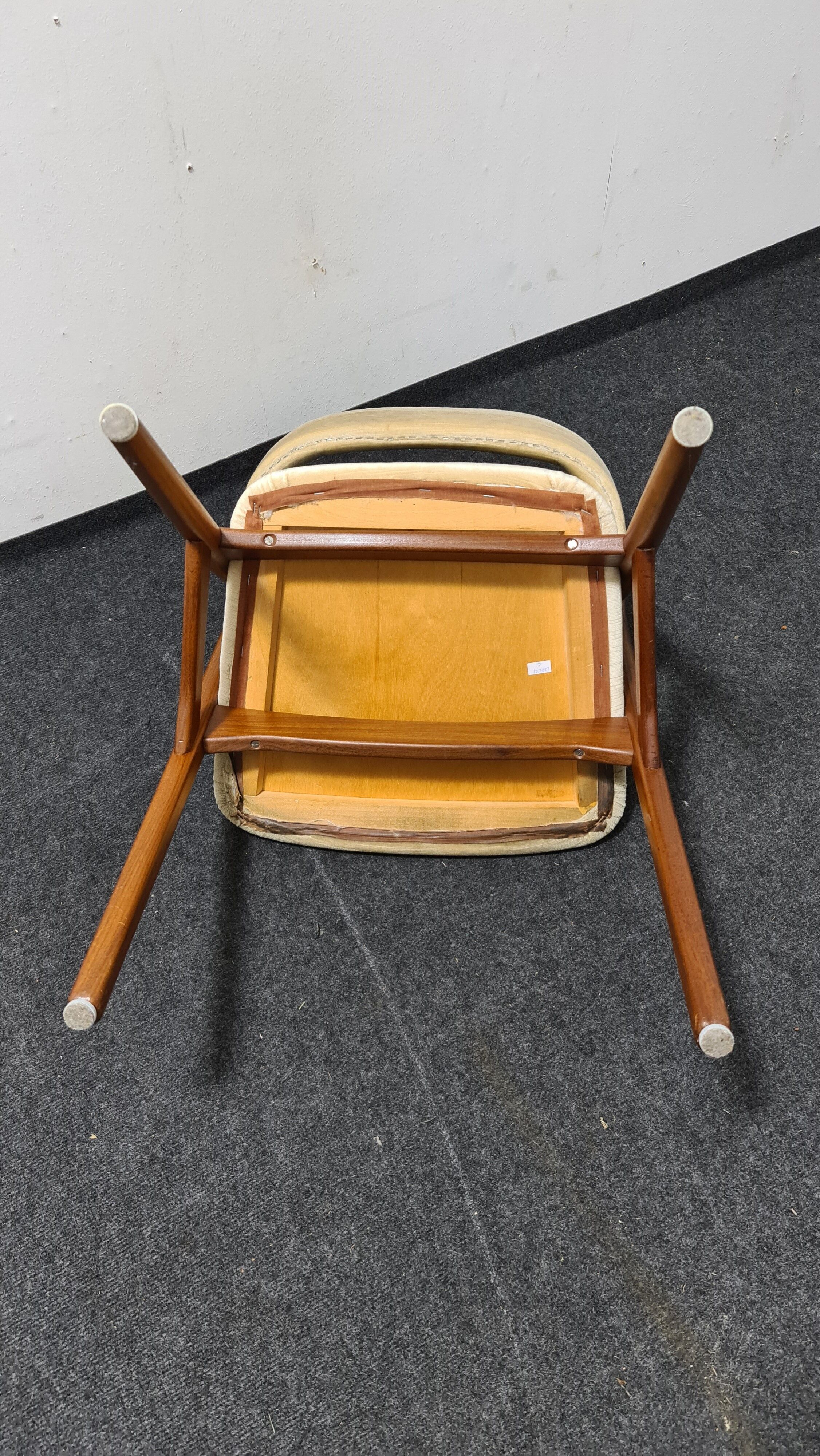 Vintage velvet teak arm chair
