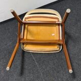 Vintage velvet teak arm chair