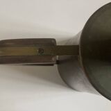 Modernist Italian pitcher design from the 1960s in patinated wood and metal.