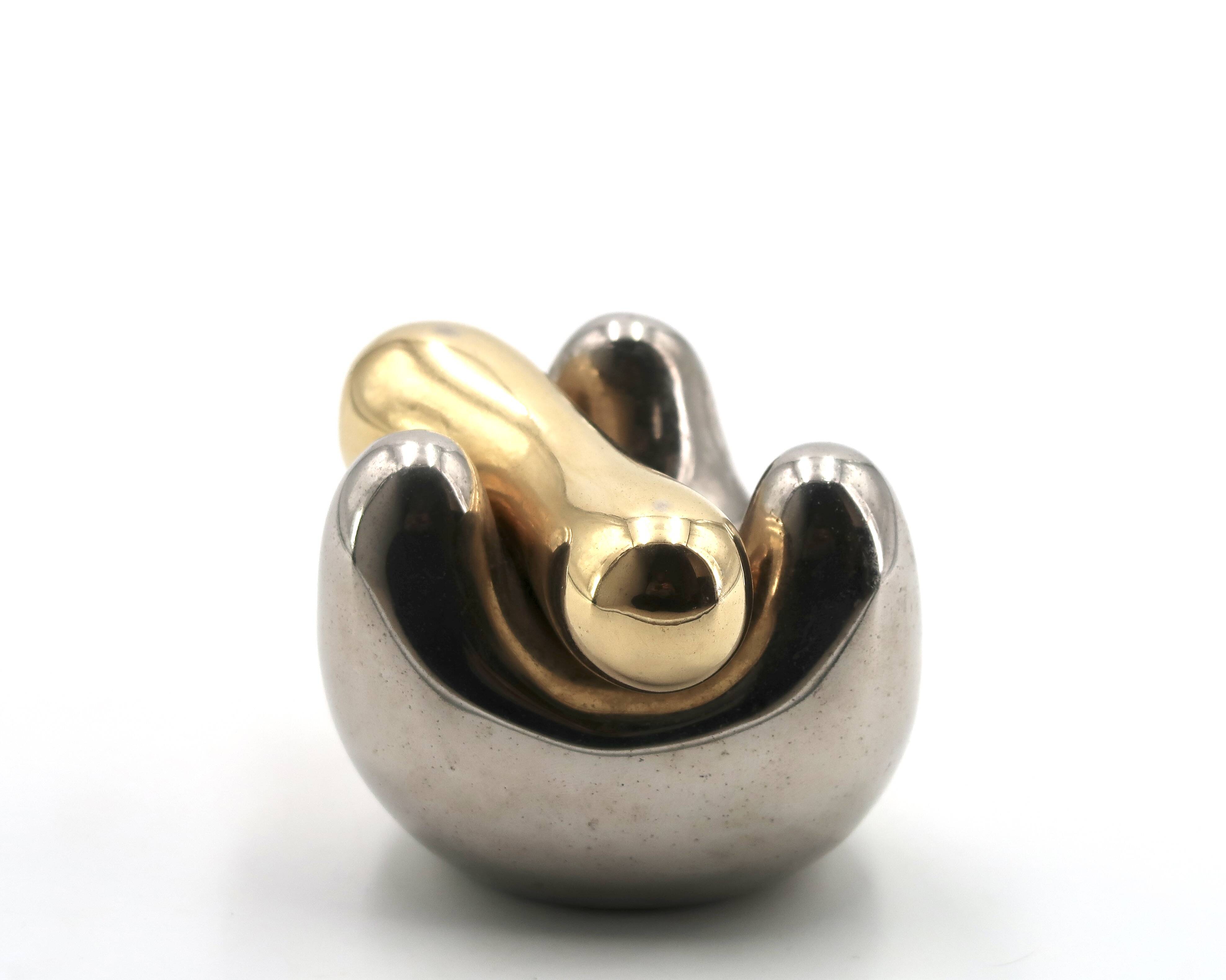 Gold and silver abstract sculpture, free form, 1970s