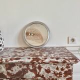 Round patinated mirror tray