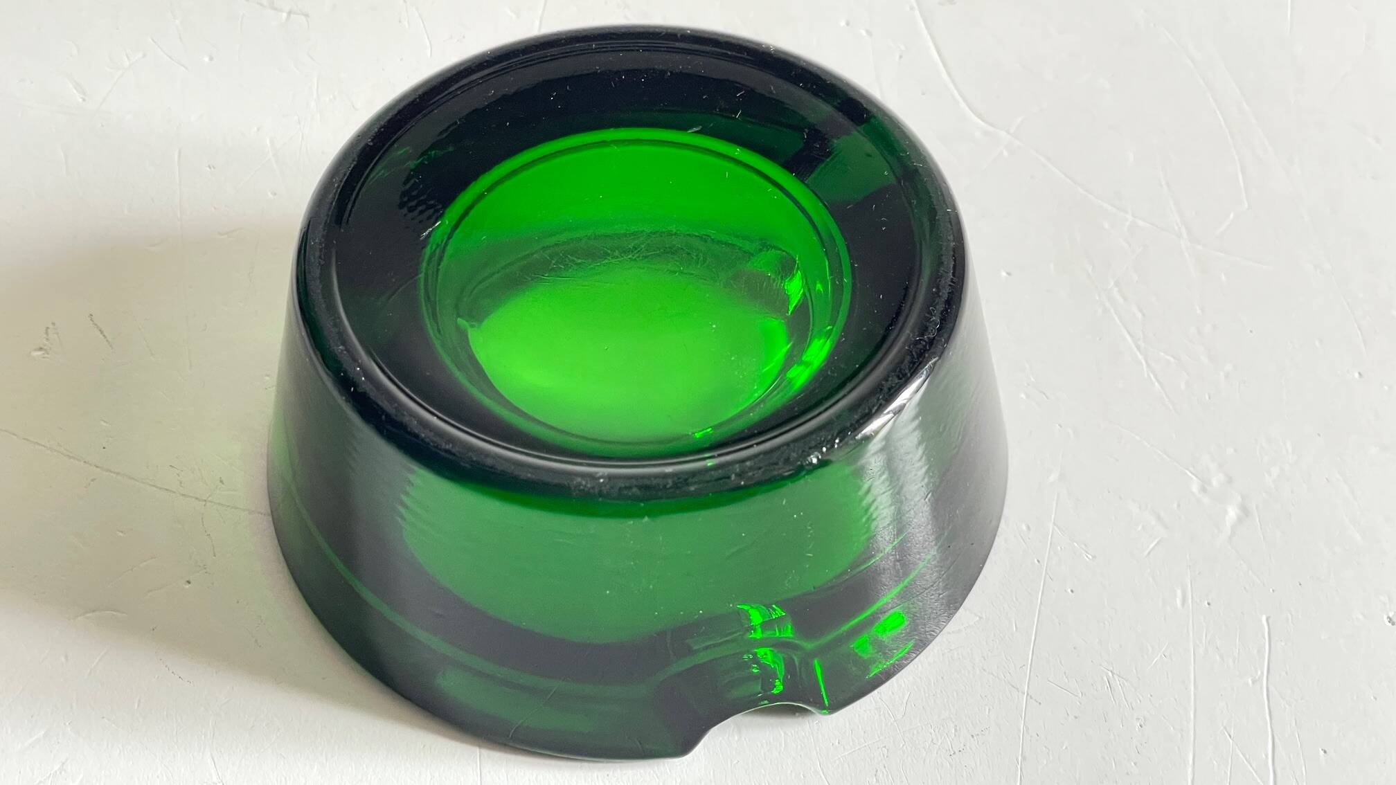 ASH TRAY Green Glass Vintage