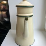 glazed teapot in yellow and green metal early twentieth century