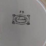 Pair of flat earthenware plates, ironstone, FD, Aunis decor