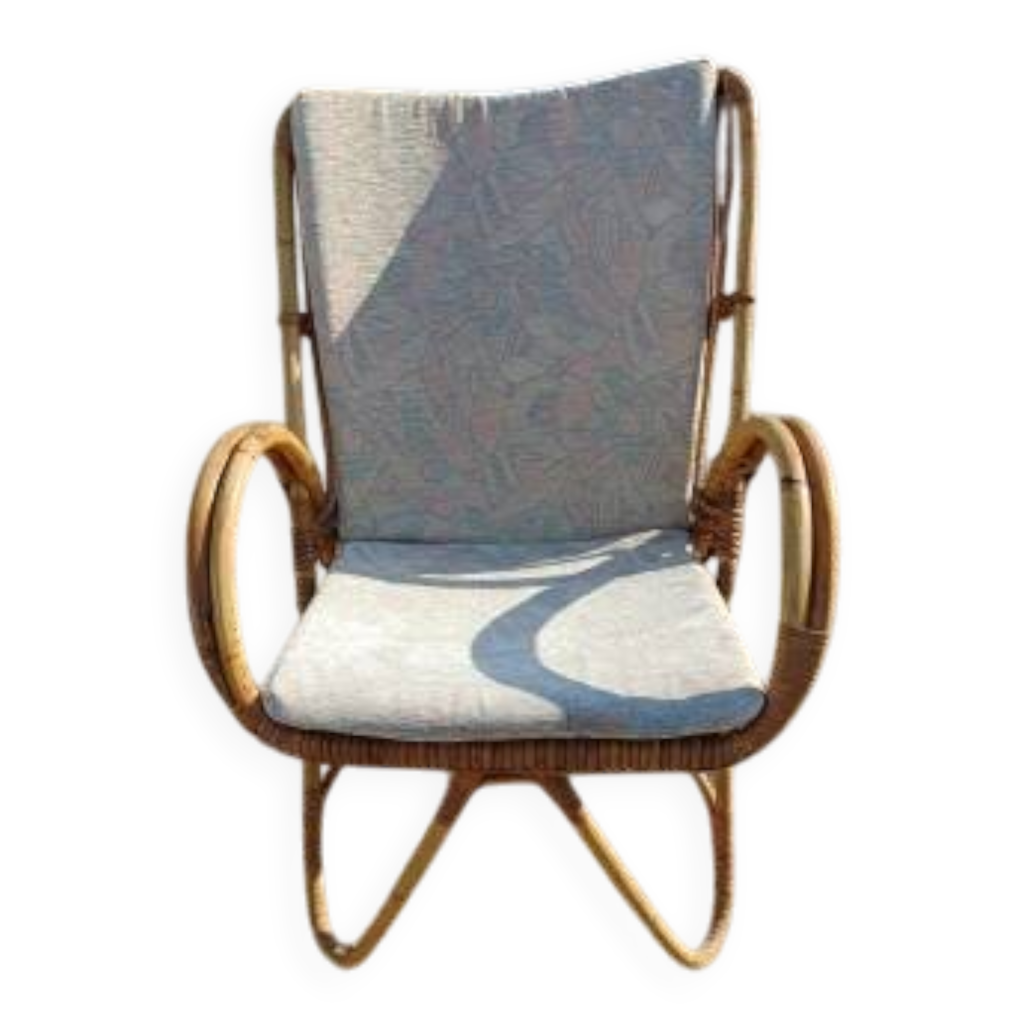 Vintage rattan and wicker armchair