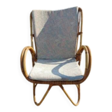 Vintage rattan and wicker armchair