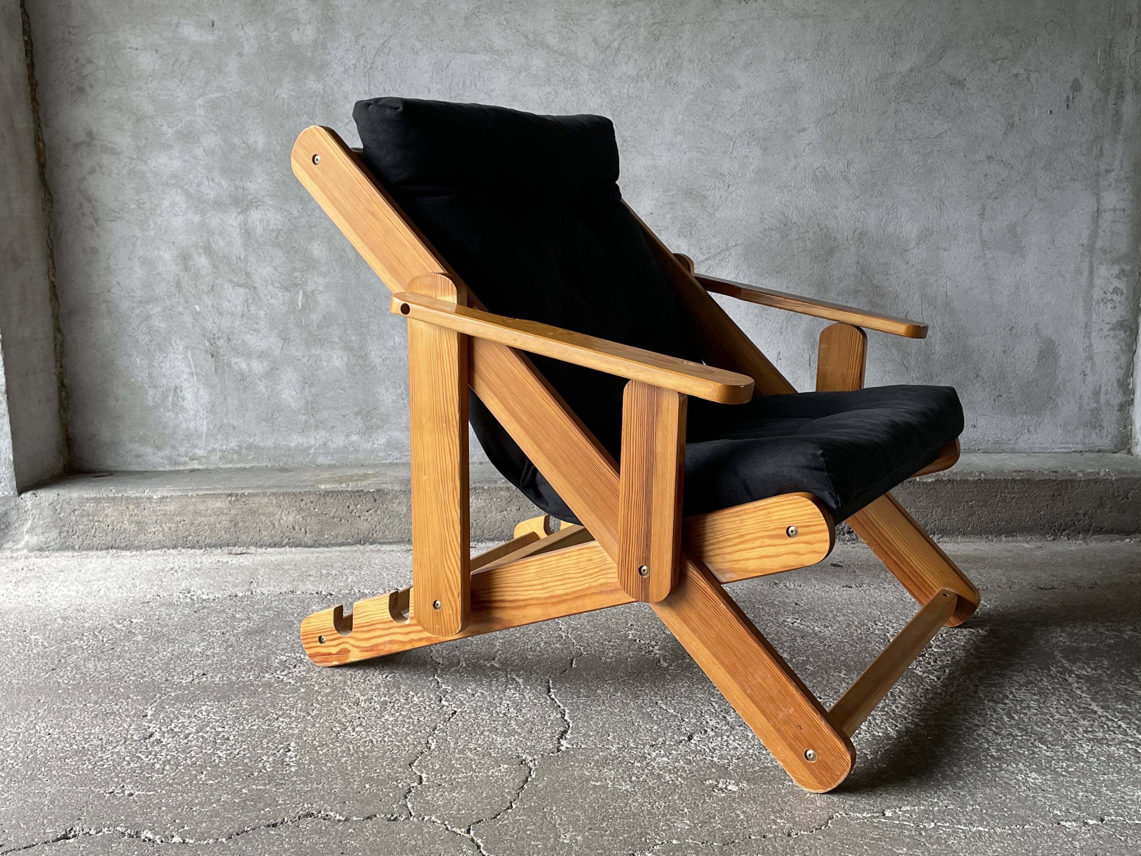 Fauteuil scandinave inclinable et pliable par Gillis Lundgren, 1970s