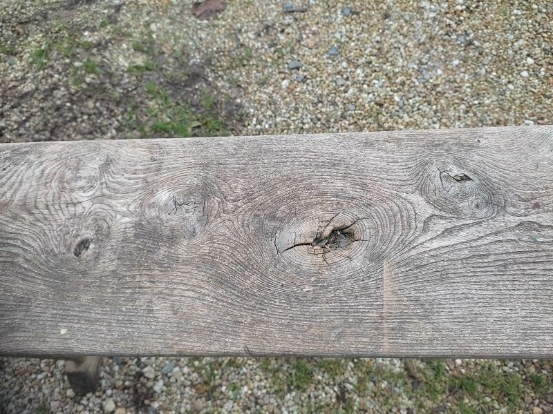 Solid wood farm bench patinated