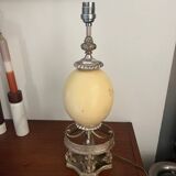 Silver-plated metal and ostrich egg lamp base, late 20th century
