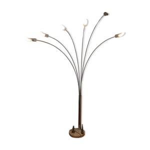 Lampadaire arc 6 bras laiton et