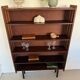 Vintage veneer bookcase with metal legs