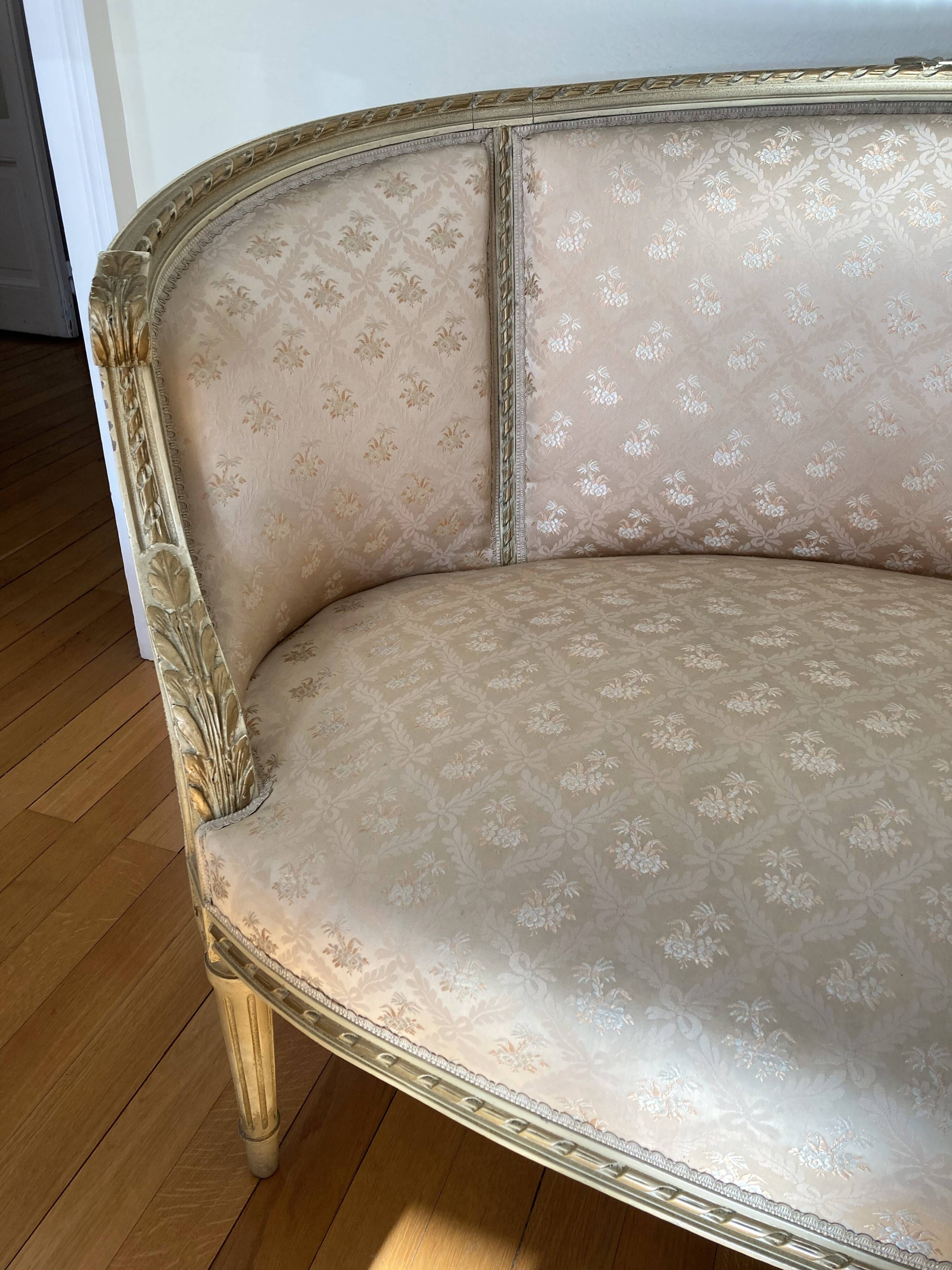Louis XVI ivory and gold basket bench