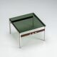 Scandinavian coffee table in metal, teak and smoked glass Denmark 1960