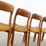 Set 6 Teak and Paper Cord Dining Chairs by Niels O. Moller, Model 75