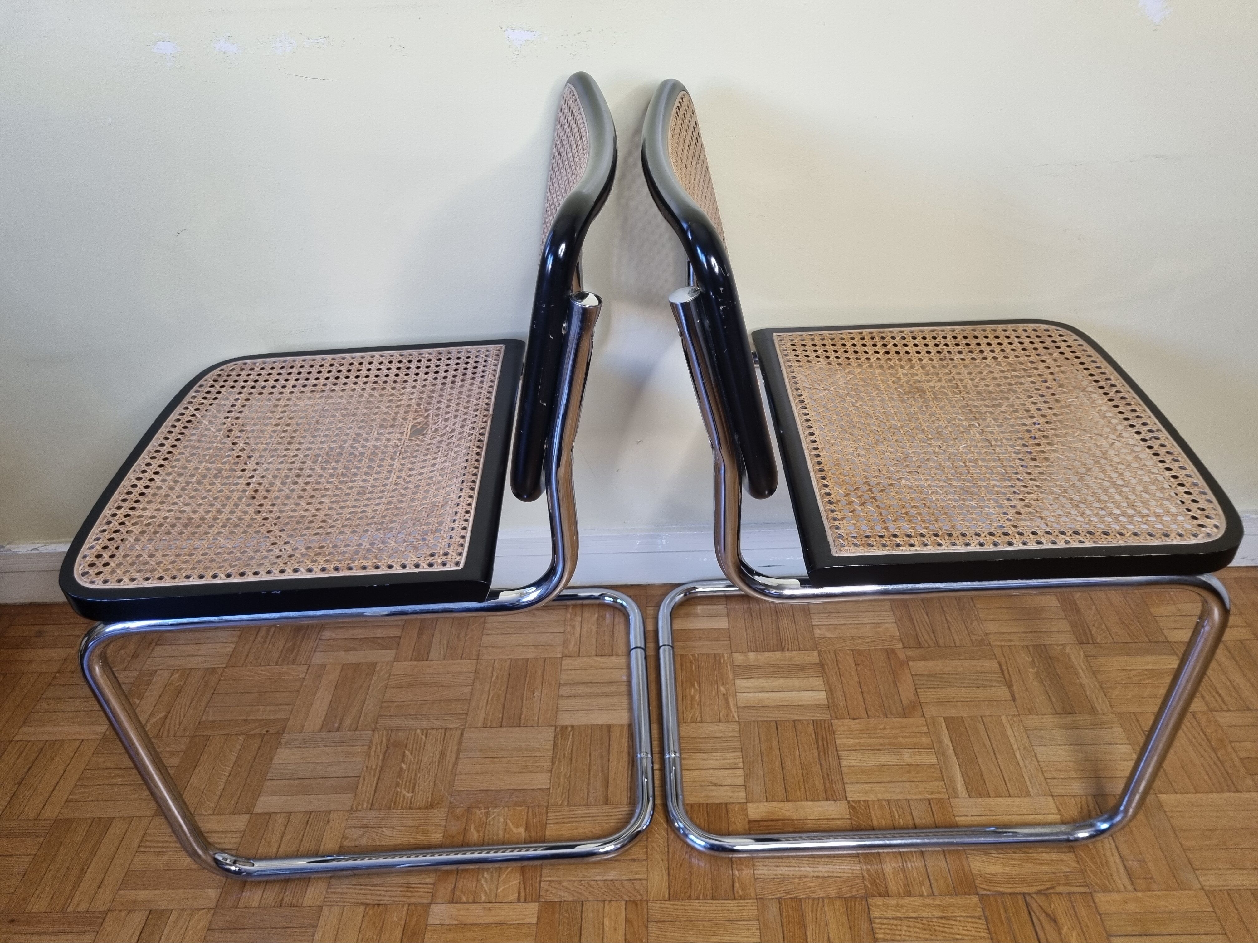 Pair of chairs designed Bauhaus style, 80s, made in Italy