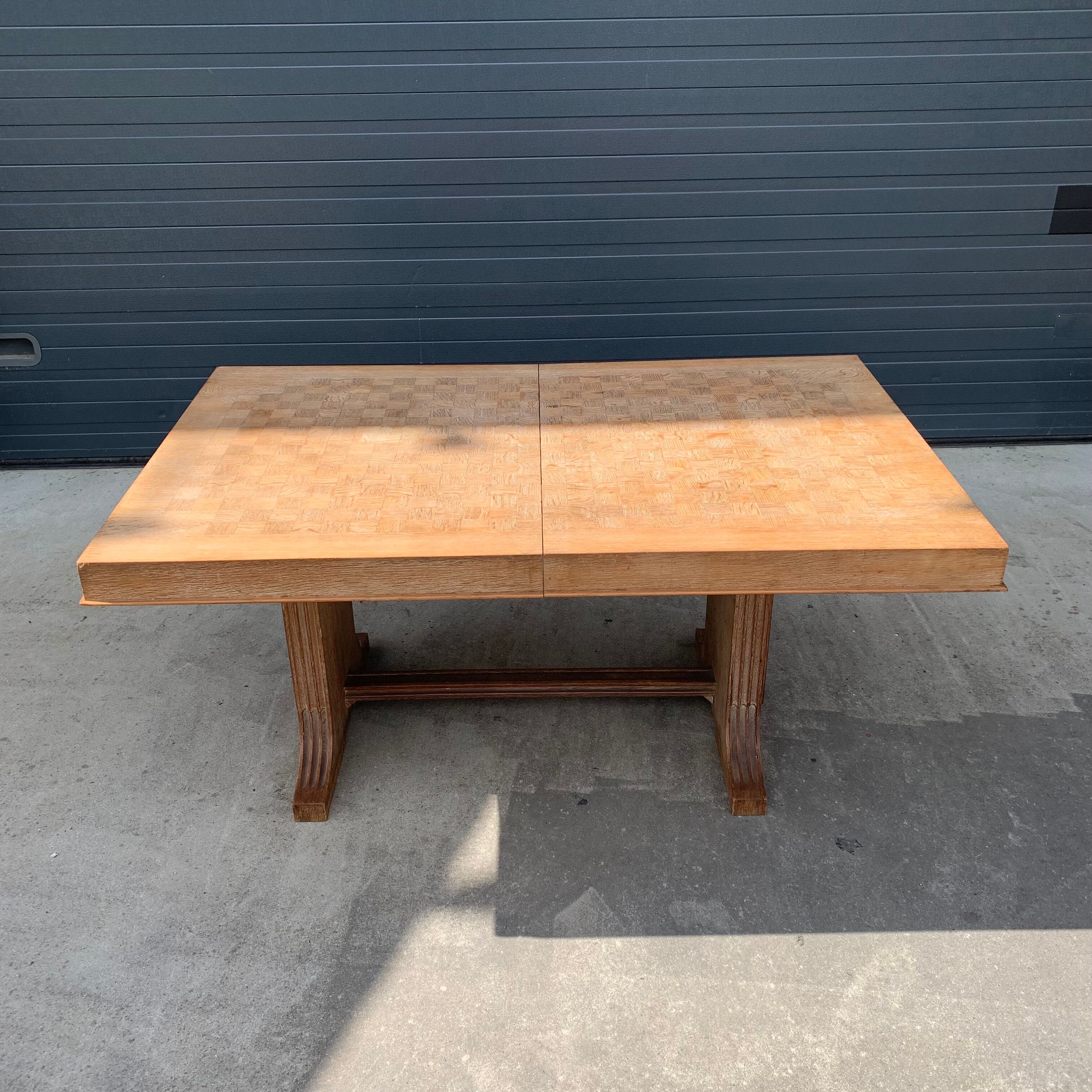 Art Deco dining table in cerused oak circa 1940