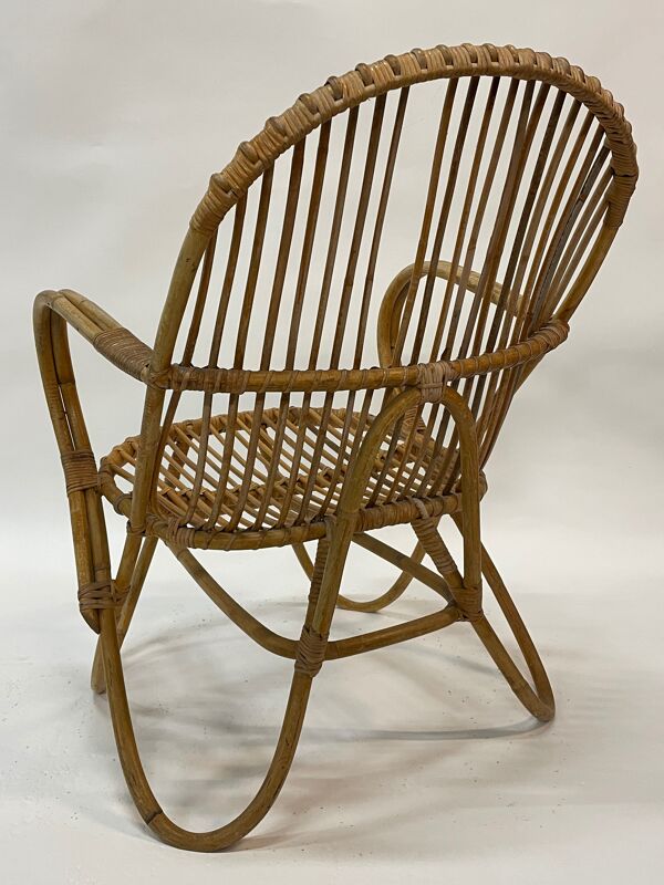 Fauteuil en rotin vintage par Dirk van Sliedregt Rohe Noordwolde 1960 des Pays-Bas