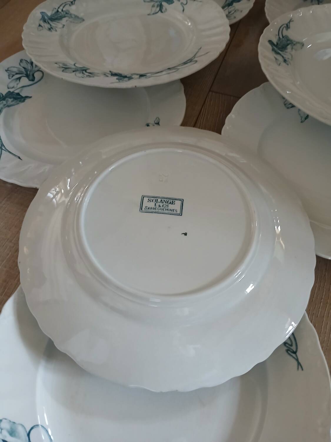 12 antique ironstone dinner plates