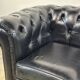 Vintage 1980 black leather Chesterfield sofa
