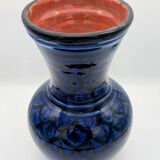 Large Baluster Vase in Safi Ceramic - Blue Black Geometric Design - Morocco